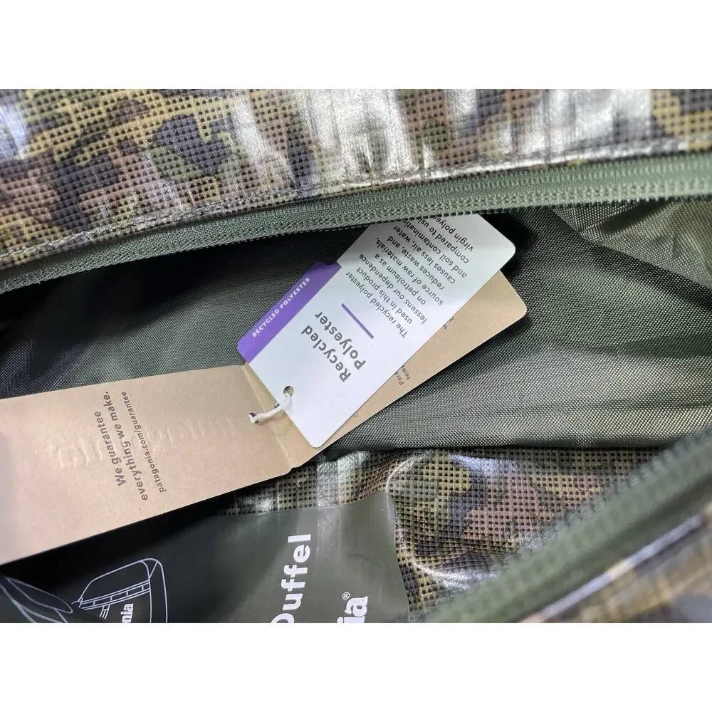 New Patagonia Black Hole Green Camo Duffel Bag 55L Backpack Straps NWT